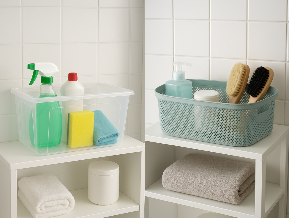 Boxen stine und bea gefüllt mit Badezimmer Artikeln Boxen stine und bea gefüllt mit Badezimmer Artikeln